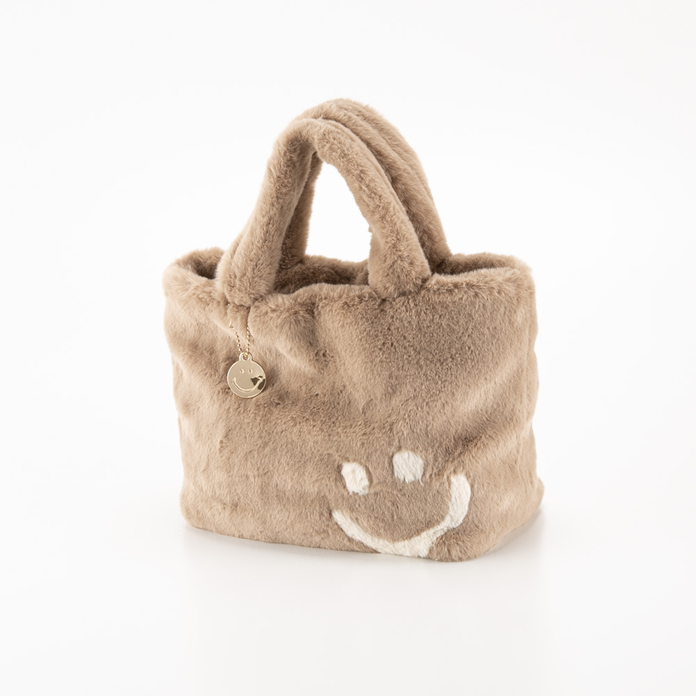 クーコ COOCO ハンド・トートバッグ SMILEY チャーム付きエコファーフェイス 24531-11713【FITHOUSE ONLINE SHOP】
