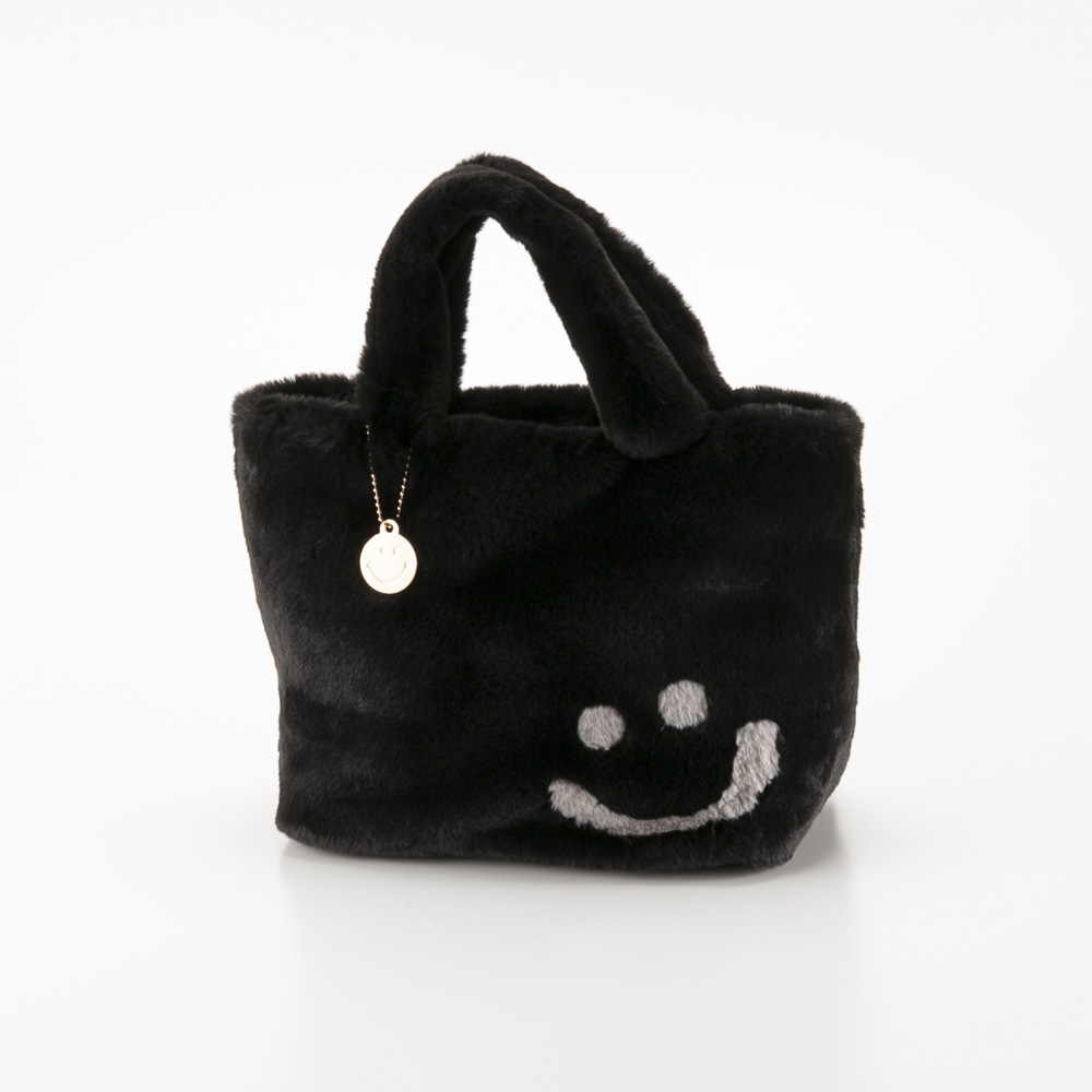 クーコ COOCO ハンド・トートバッグ SMILEY チャーム付きエコファーフェイス 24531-11713【FITHOUSE ONLINE SHOP】