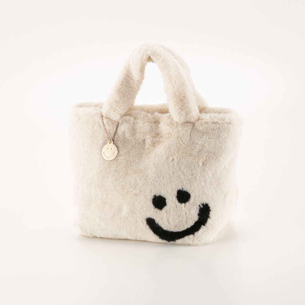 クーコ COOCO ハンド・トートバッグ SMILEY チャーム付きエコファーフェイス 24531-11713【FITHOUSE ONLINE SHOP】