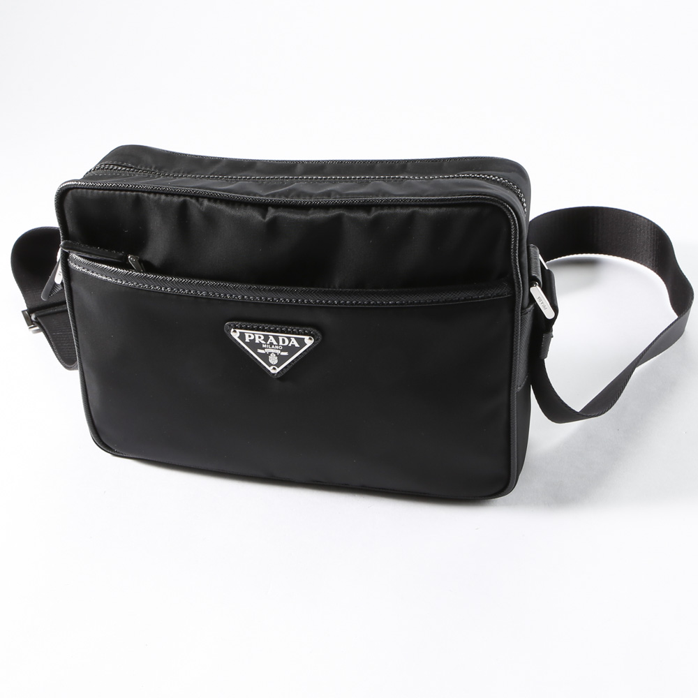 プラダ PRADA ショルダーバッグ ReNylon+SAFFIANO 前ポケット付/NERO 