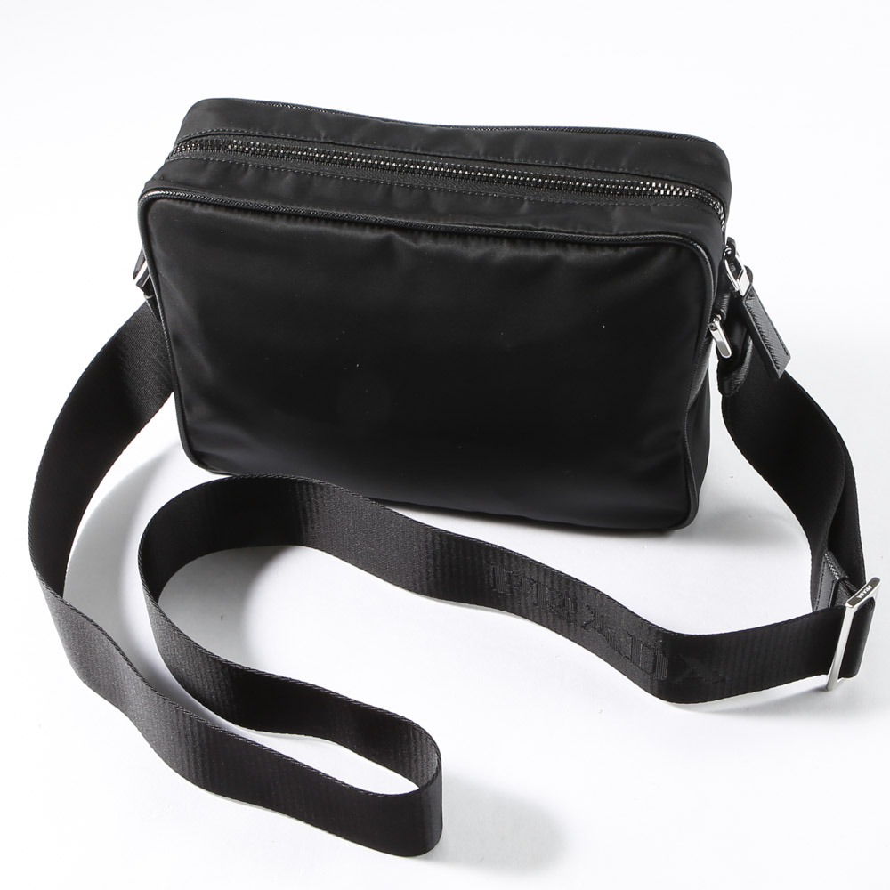 プラダ PRADA ショルダーバッグ ReNylon+SAFFIANO 前ポケット付/NERO 