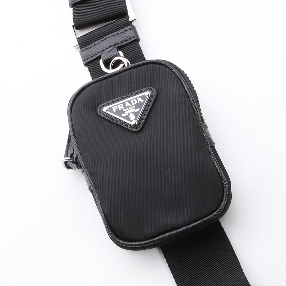 プラダ PRADA ショルダーバッグ ReNylon+SAFFIANO Wファスナー ポーチ 