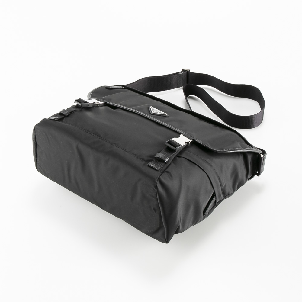 Replica Prada Re-Nylon And Saffiano Shoulder Bag 2VD052 Black