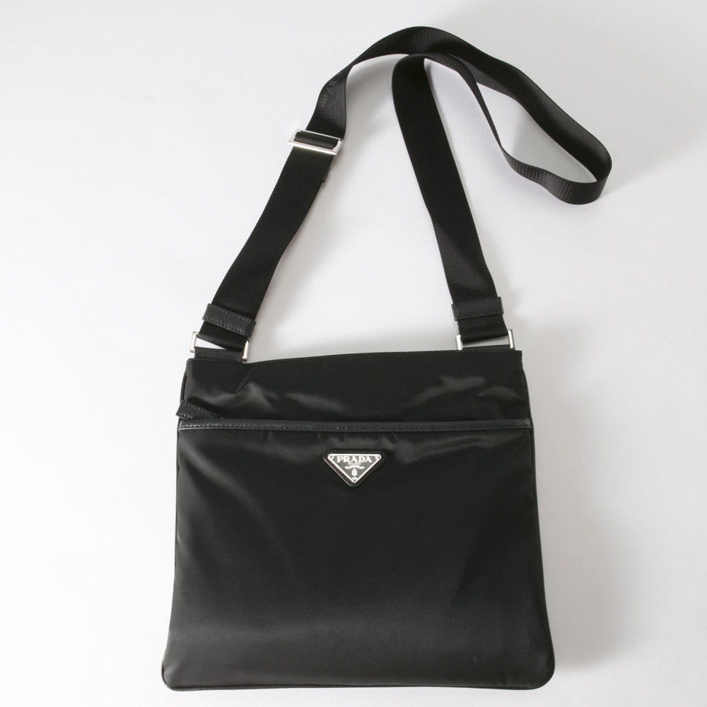 プラダ PRADA ReNylon+SAFFIANO前ZIP付ショルダー/NERO 2VH053-2DMH 