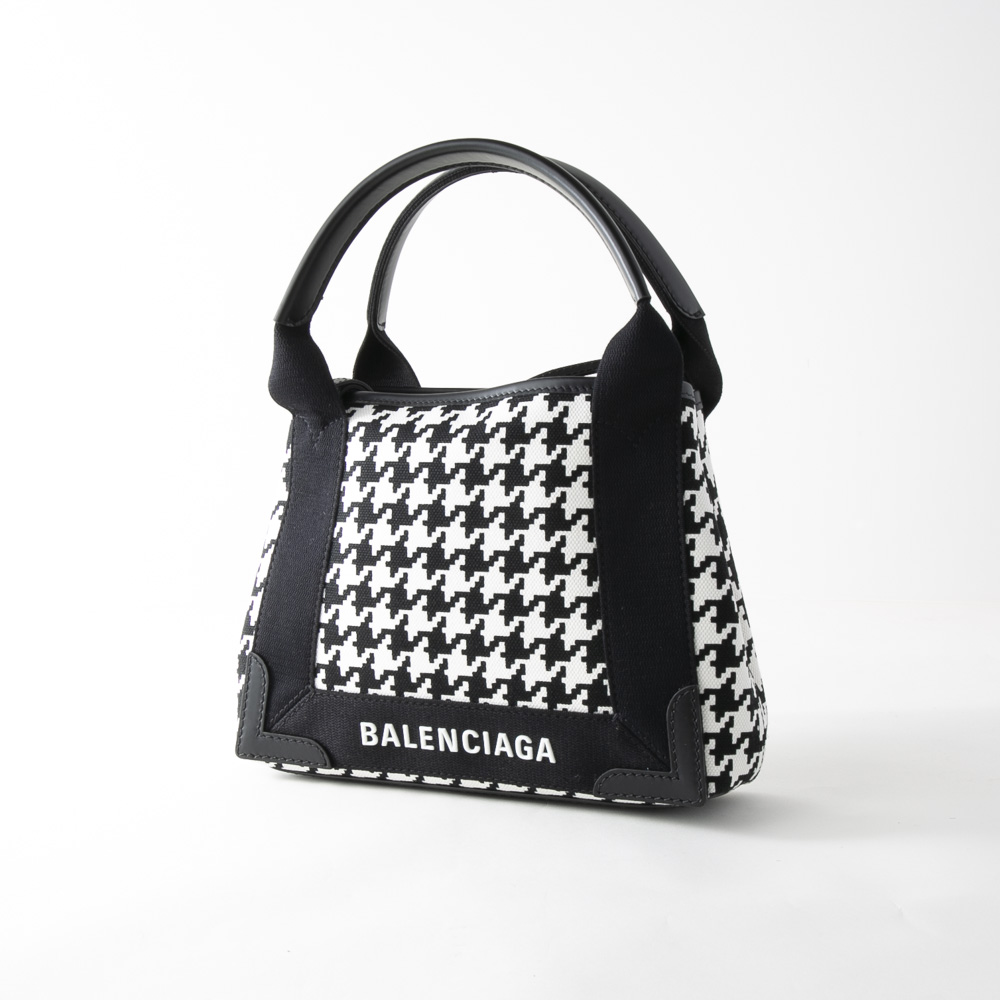 バレンシアガ BALENCIAGA ハンド・トートバッグ NAVY CABAS XS 日本売筋品 バレンシアガ トート バッグ 千鳥格子 美品♪ トートバッグ