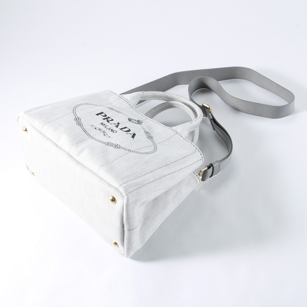 プラダ PRADA ハンド・トートバッグ CANAPA デニム ロゴトートSD付 