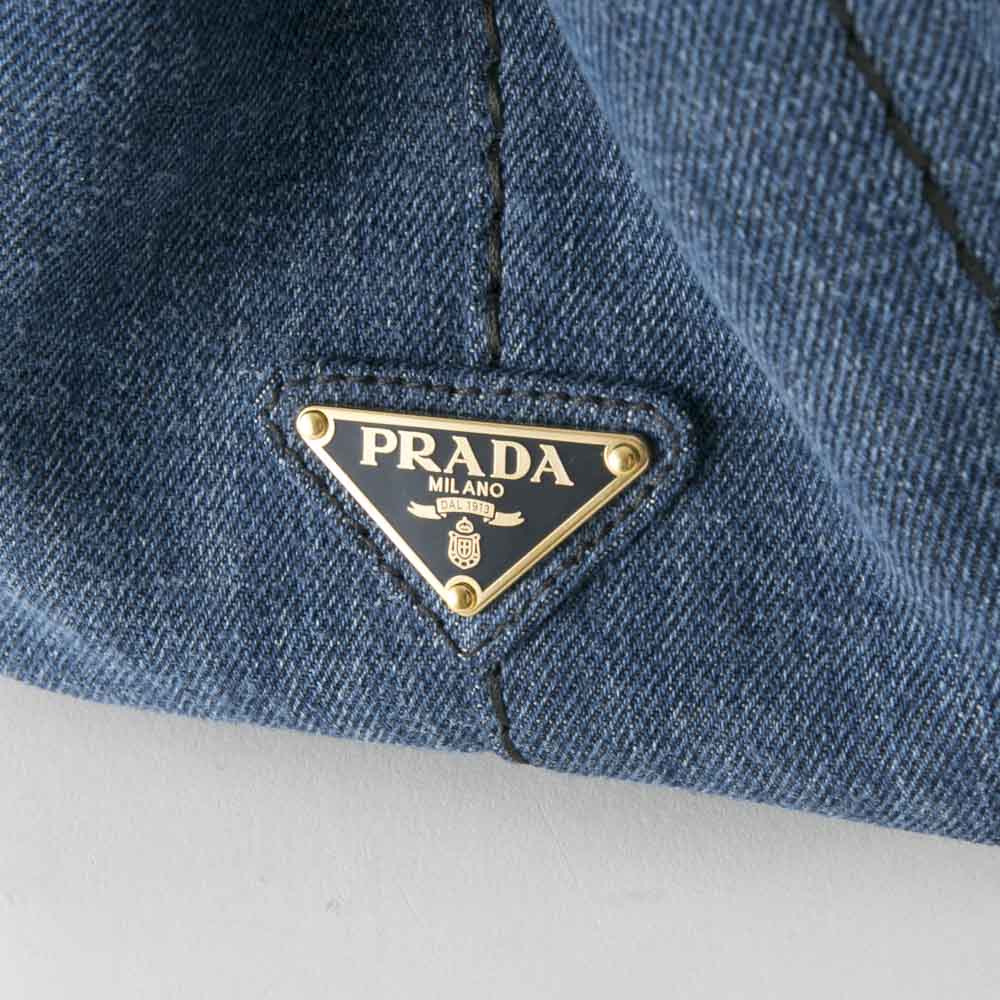 プラダ PRADA ハンド・トートバッグ CANAPA デニム ロゴ トートSD付/BLUE 1BG439-AJ6-OOO【FITHOUSE ONLINE SHOP】