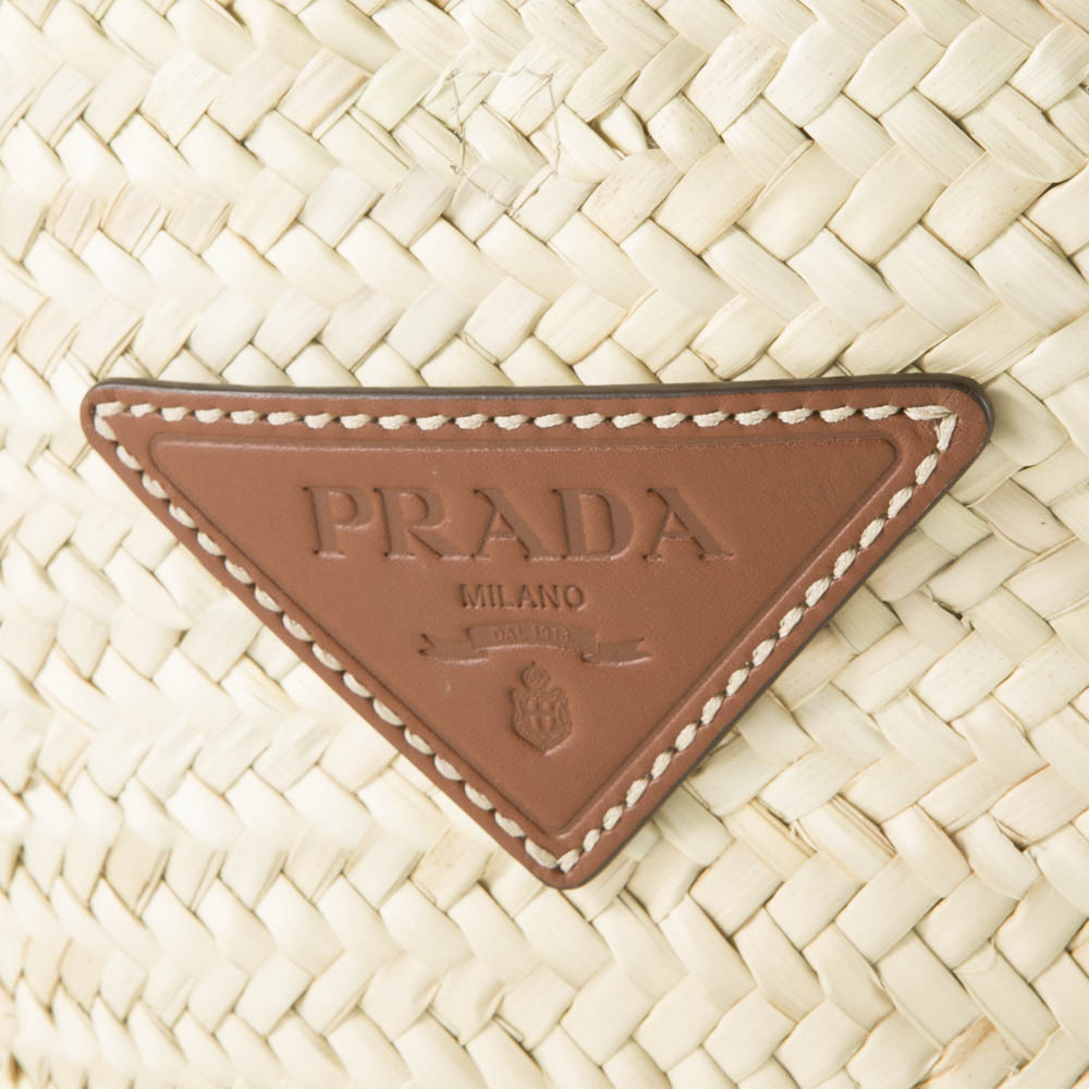 プラダ PRADA ハンド・トートバッグ ウーブンパーム×レザー トート カゴバッグ/NATURALE+COGNAC 1BG314-2DIJ-OOO【FITHOUSE ONLINE SHOP】