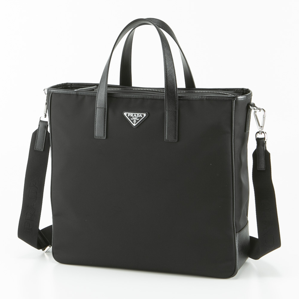 【極美品】 プラダ PRADA トート ハンド バッグ ナイロン レザー 黒