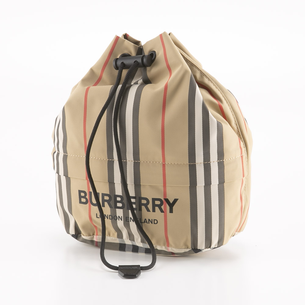 バーバリー BURBERRY アイコンストライプナイロンドローコードポーチ