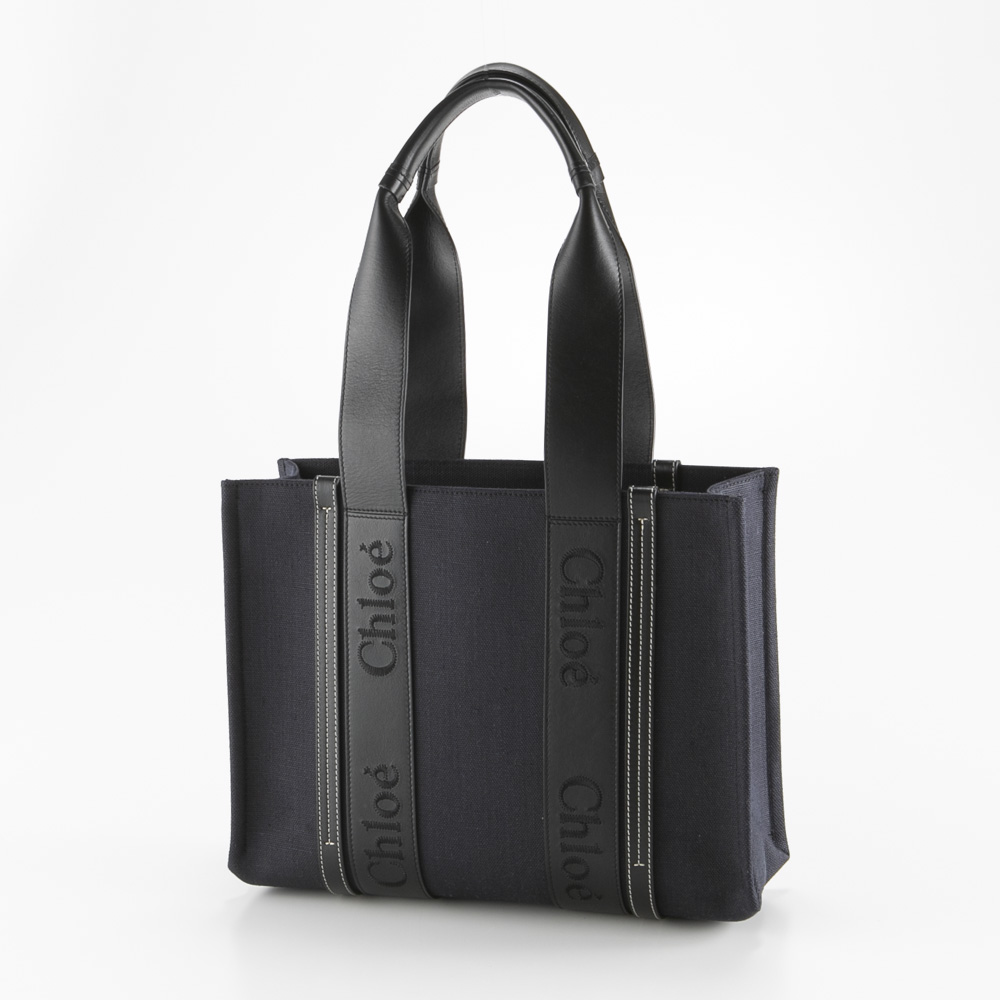 クロエ chloe ハンド・トートバッグ WOODY MD キャンバス トート 