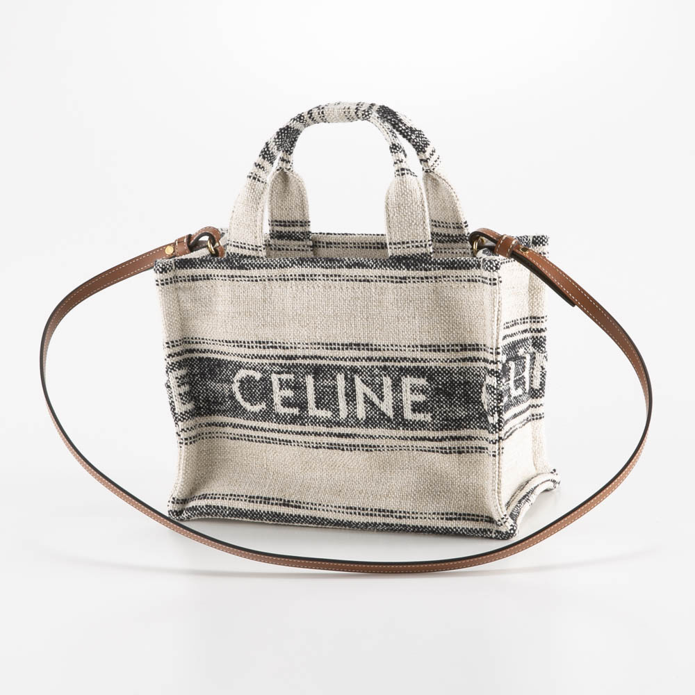 セリーヌ CELINE SM CABAS THAIS ストライプテキスタイルトートバッグ