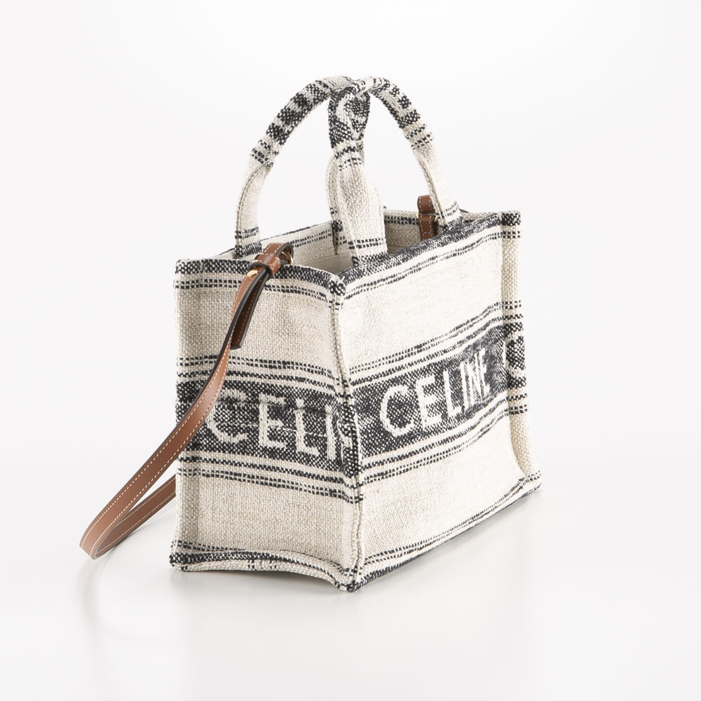 セリーヌ CELINE SM CABAS THAIS ストライプテキスタイルトートバッグ 