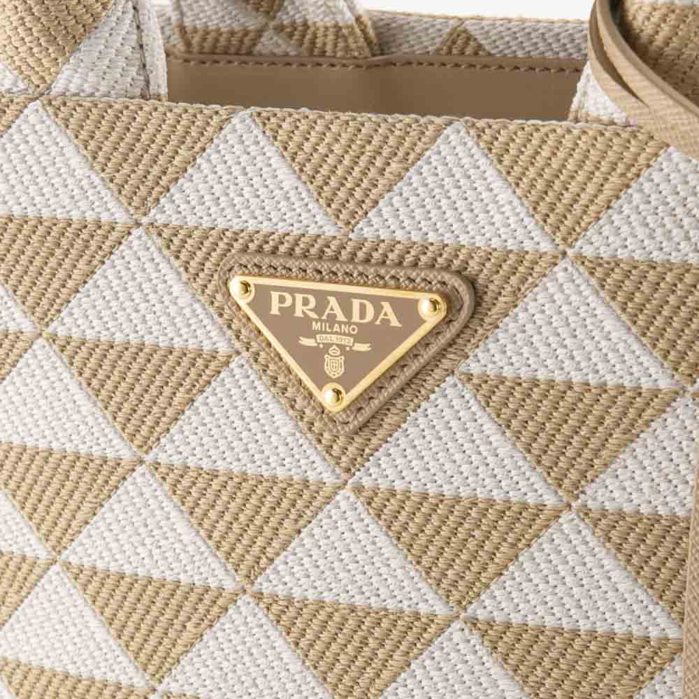 プラダ PRADA TRIANGOLO JACQUARD SM シンボル エンブロイダリーファブリック スモールハンドバッグ 1BA354 2FKL OOM【FITHOUSE ONLINE SHOP】