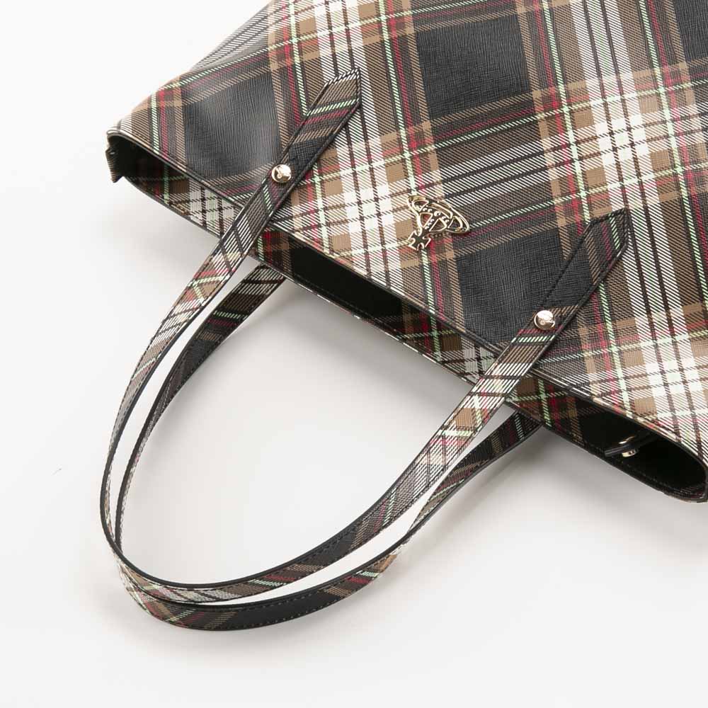 ヴィヴィアンウエストウッド Vivienne Westwood ハンド・トートバッグ DERBY トートバッグ/TARTAN BROWN+BLACK 4205007DW-S001K【FITHOUSE ONLINE SHOP】