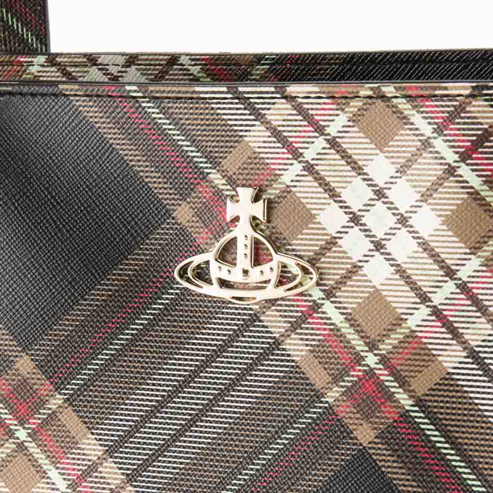 ヴィヴィアンウエストウッド Vivienne Westwood ハンド・トートバッグ DERBY トートバッグ/TARTAN BROWN+BLACK 4205007DW-S001K【FITHOUSE ONLINE SHOP】