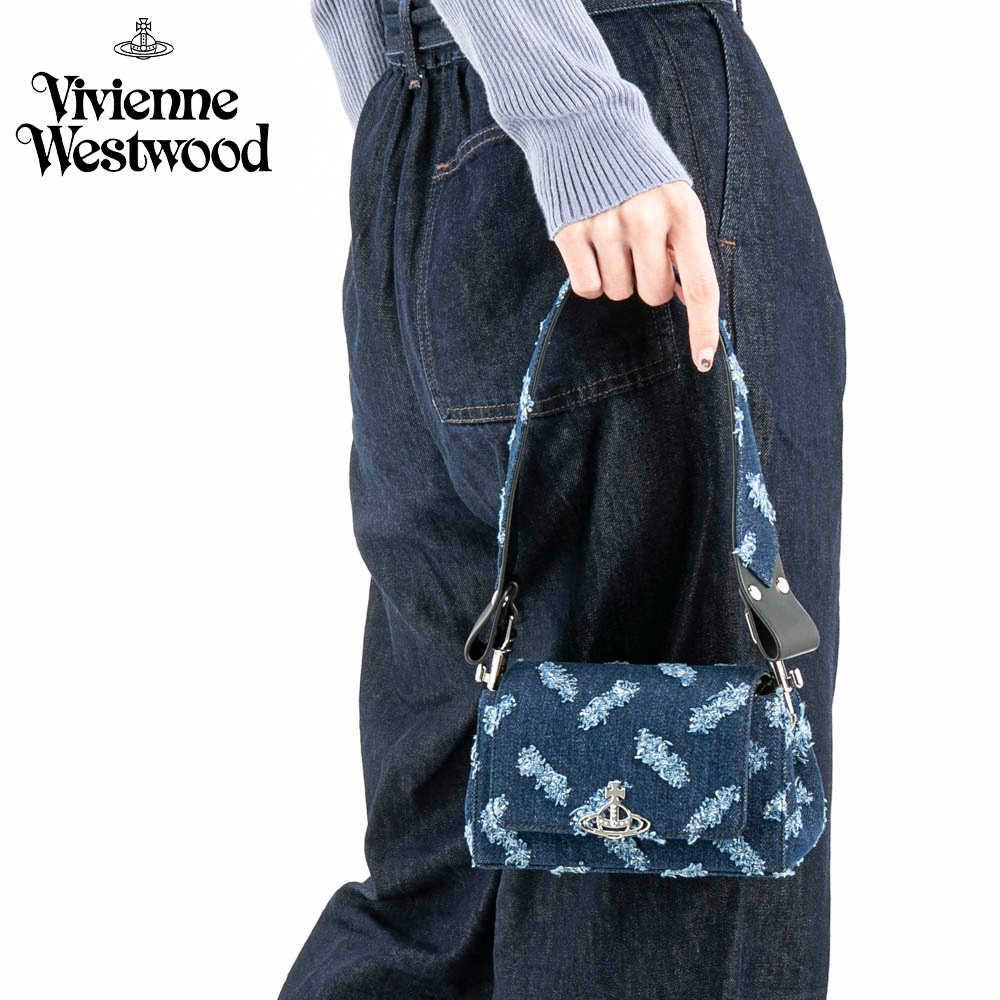 ヴィヴィアンウエストウッド Vivienne Westwood RIPPED DENIM HAZEL SMALL チェーンショルダー付きハンドバッグ 46030001W-W01BO【FITHOUSE ONLINE SHOP】