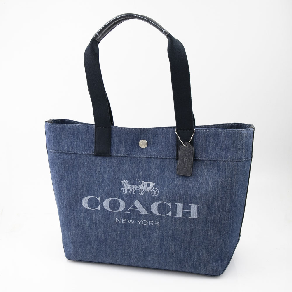 【美品】COACH コーチ ホース アンド キャリッジ デニム トートバッグ