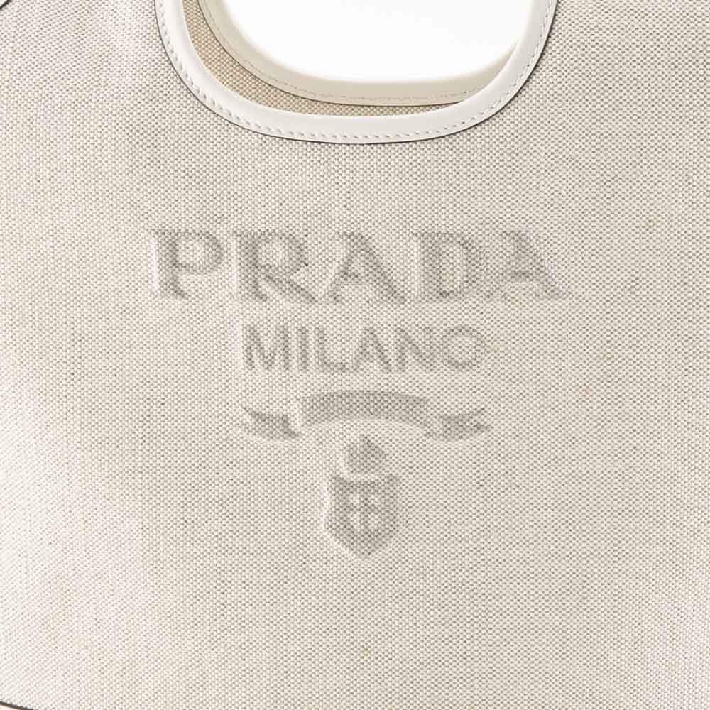 プラダ PRADA リネンブレンド+レザー MD トートバッグ 1BG471 2DLI OAH【FITHOUSE ONLINE SHOP】