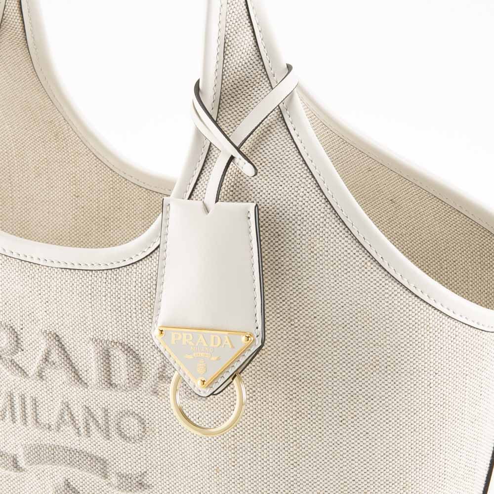 プラダ PRADA リネンブレンド+レザー MD トートバッグ 1BG471 2DLI OAH【FITHOUSE ONLINE SHOP】