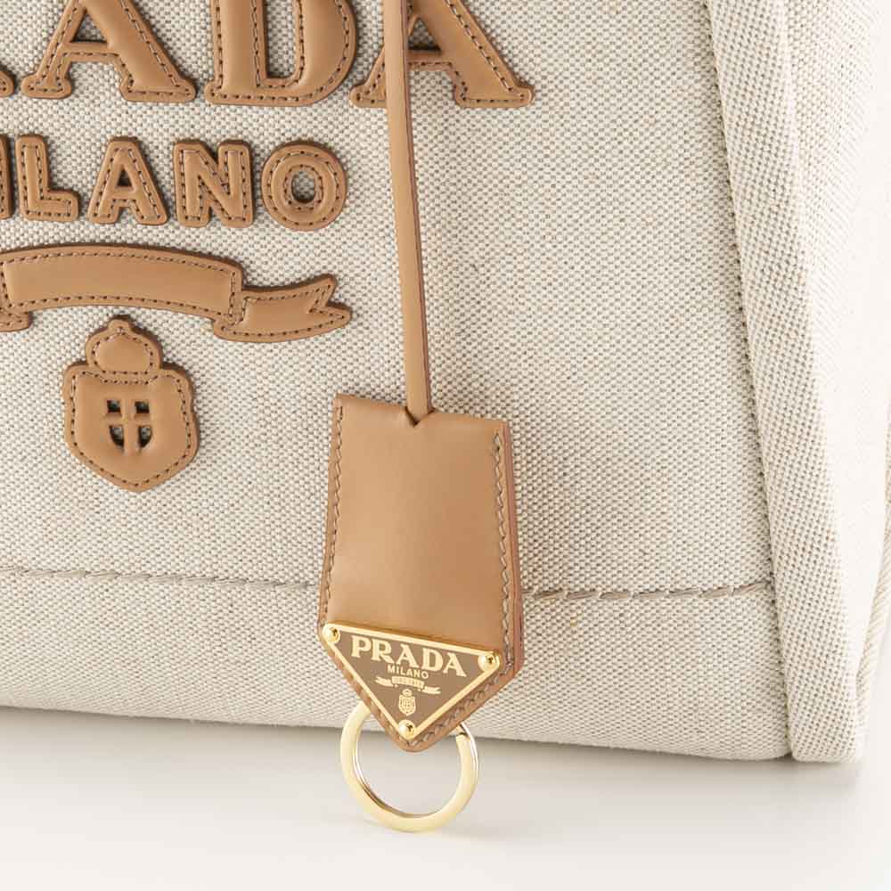 プラダ PRADA リネンブレンド+レザー LG トートバッグ 1BG474 2DLI OHO【FITHOUSE ONLINE SHOP】