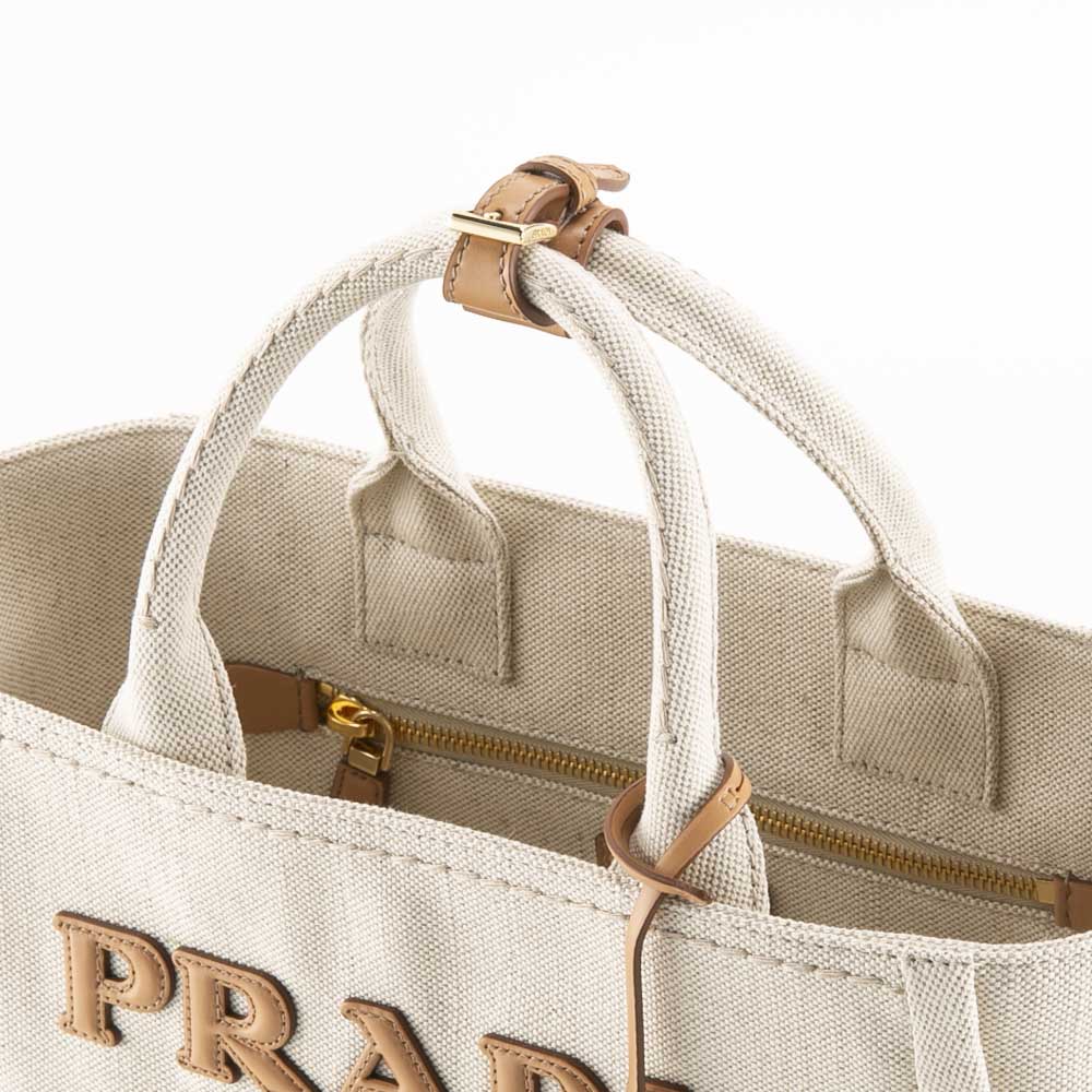 プラダ PRADA リネンブレンド+レザー LG トートバッグ 1BG474 2DLI OHO【FITHOUSE ONLINE SHOP】