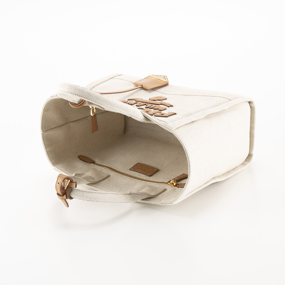 プラダ PRADA リネンブレンド+レザー LG トートバッグ 1BG474 2DLI OHO【FITHOUSE ONLINE SHOP】