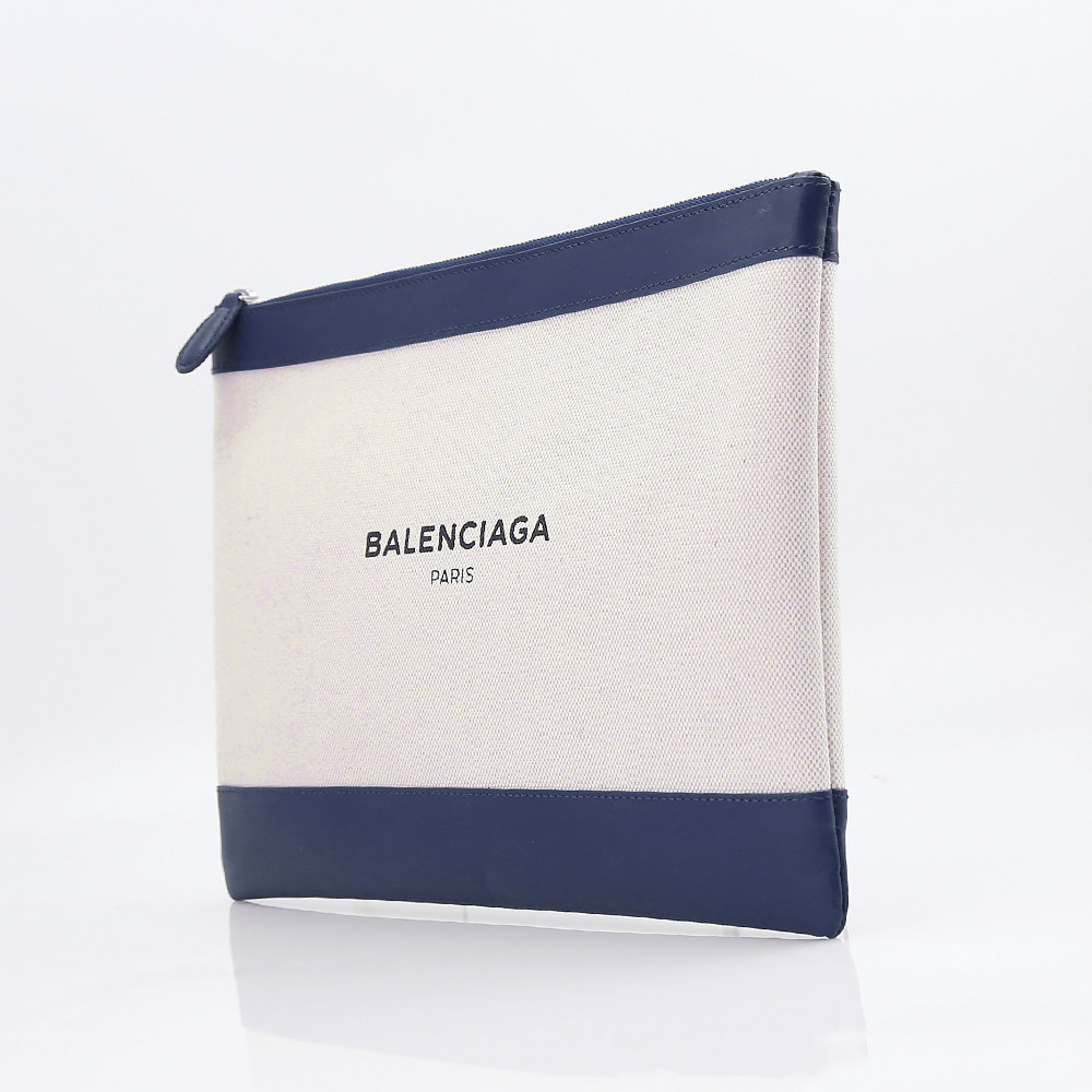 バレンシアガ BALENCIAGA クラッチバッグ NAVY CLIP Mキャンバス 