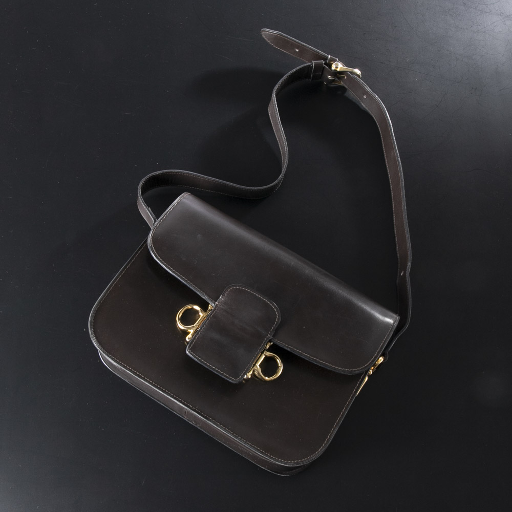 【ヴィンテージ・中古】セリーヌ CELINE ビット金具フラップレザーショルダーバッグ【FITHOUSE ONLINE SHOP】