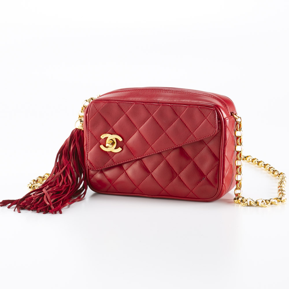 【ヴィンテージ・中古】シャネル CHANEL ラム 斜めフラップ フリンジ ショルダーバッグ【FITHOUSE ONLINE SHOP】