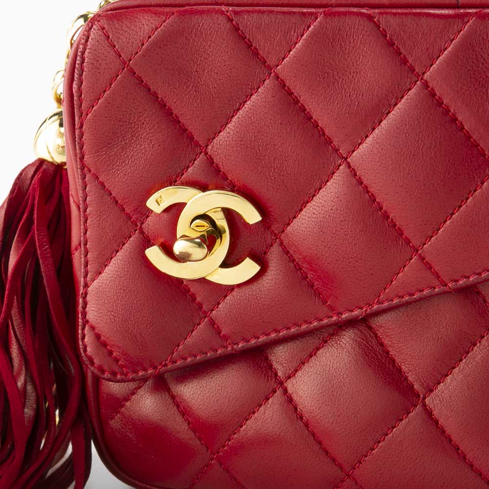 CHANEL シャネル　フリンジ　チェーンショルダーバッグ　ラム　ヴィンテージシャネル　ブラック