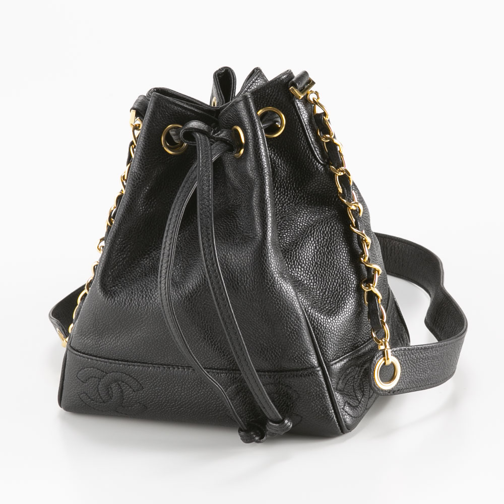 ヴィンテージ・中古】シャネル CHANEL キャビアスキン スクエア巾着 