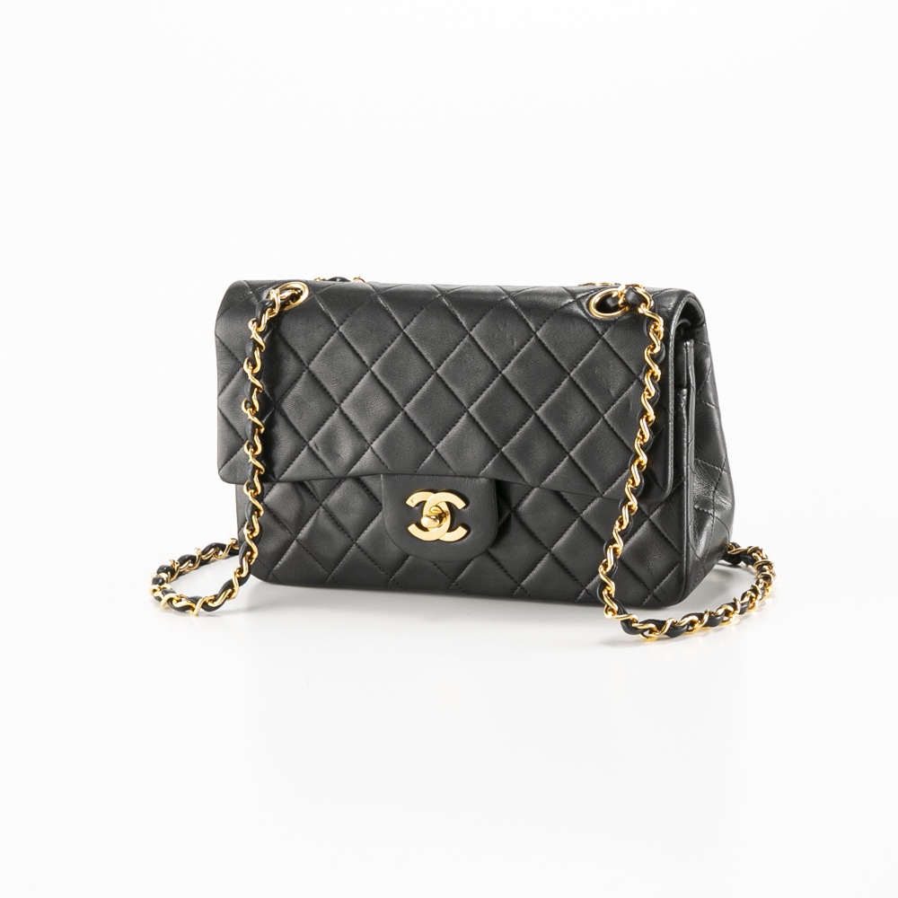 Chanel Small Classic Double Flap Bag A01113 Black Leather Lambskin