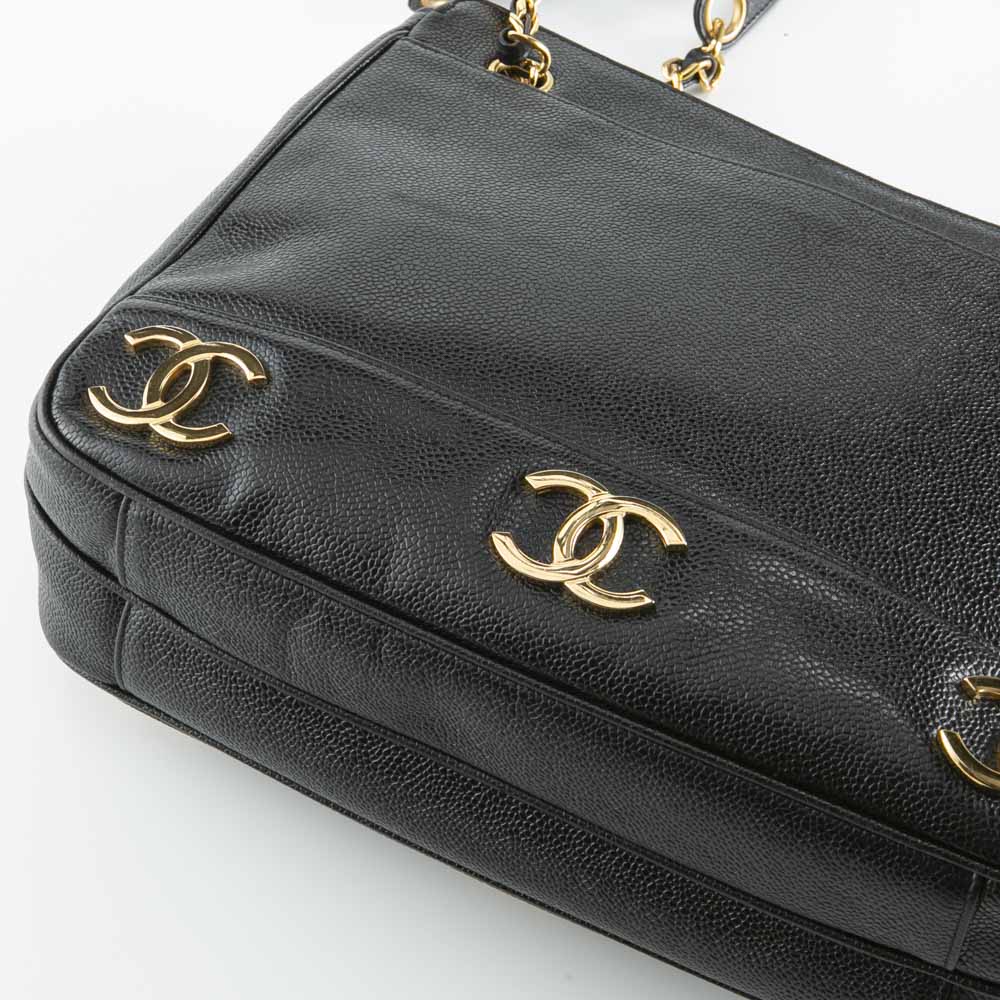 CHANEL☆ヴィンテージシャネル キャビアスキン トリプルココ チェーン