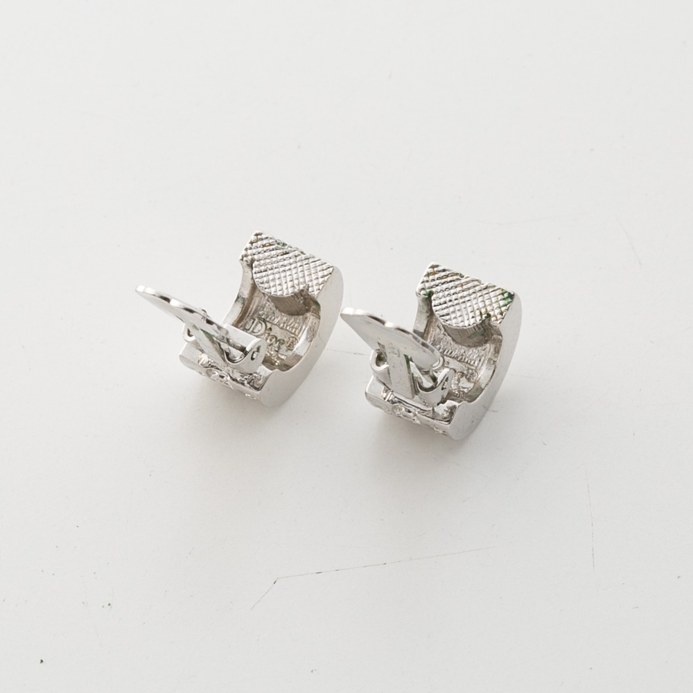 【ヴィンテージ・中古】ディオール DIOR 縦プレートCDラインストーンイヤリング【FITHOUSE ONLINE SHOP】