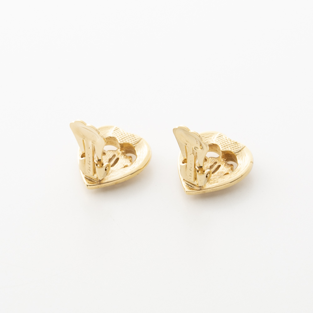【ヴィンテージ・中古】ディオール DIOR ハートストーン 旧ロゴ イヤリング【FITHOUSE ONLINE SHOP】
