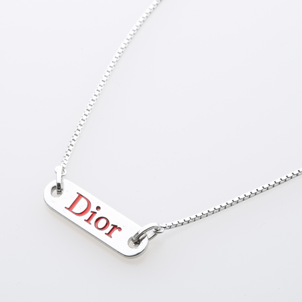 【ヴィンテージ・中古】ディオール DIOR プレート赤ロゴネックレス【FITHOUSE ONLINE SHOP】