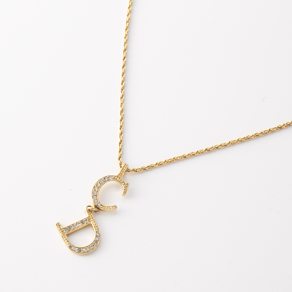 【ヴィンテージ・中古】ディオール DIOR CDロゴラインストーンネックレス【FITHOUSE ONLINE SHOP】