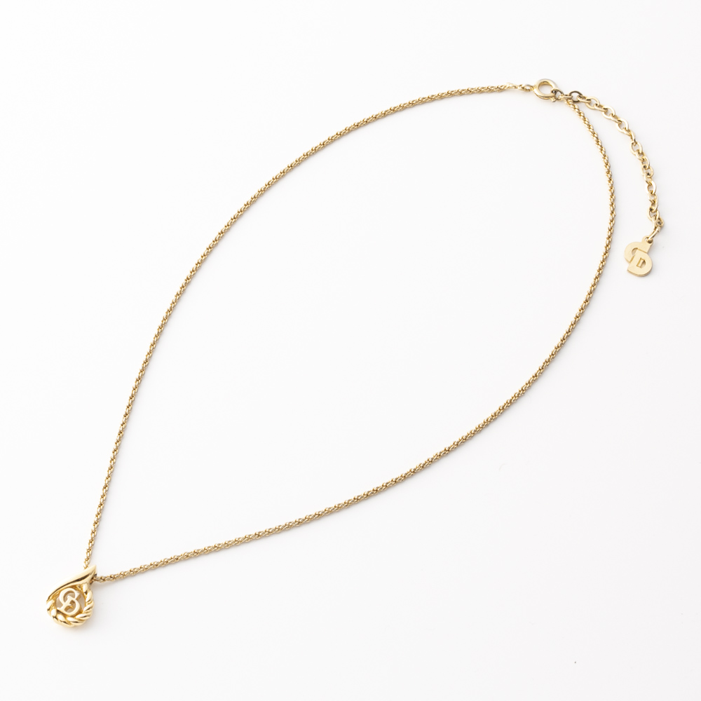 【ヴィンテージ・中古】ディオール DIOR ドロップ型CDロゴネックレス【FITHOUSE ONLINE SHOP】