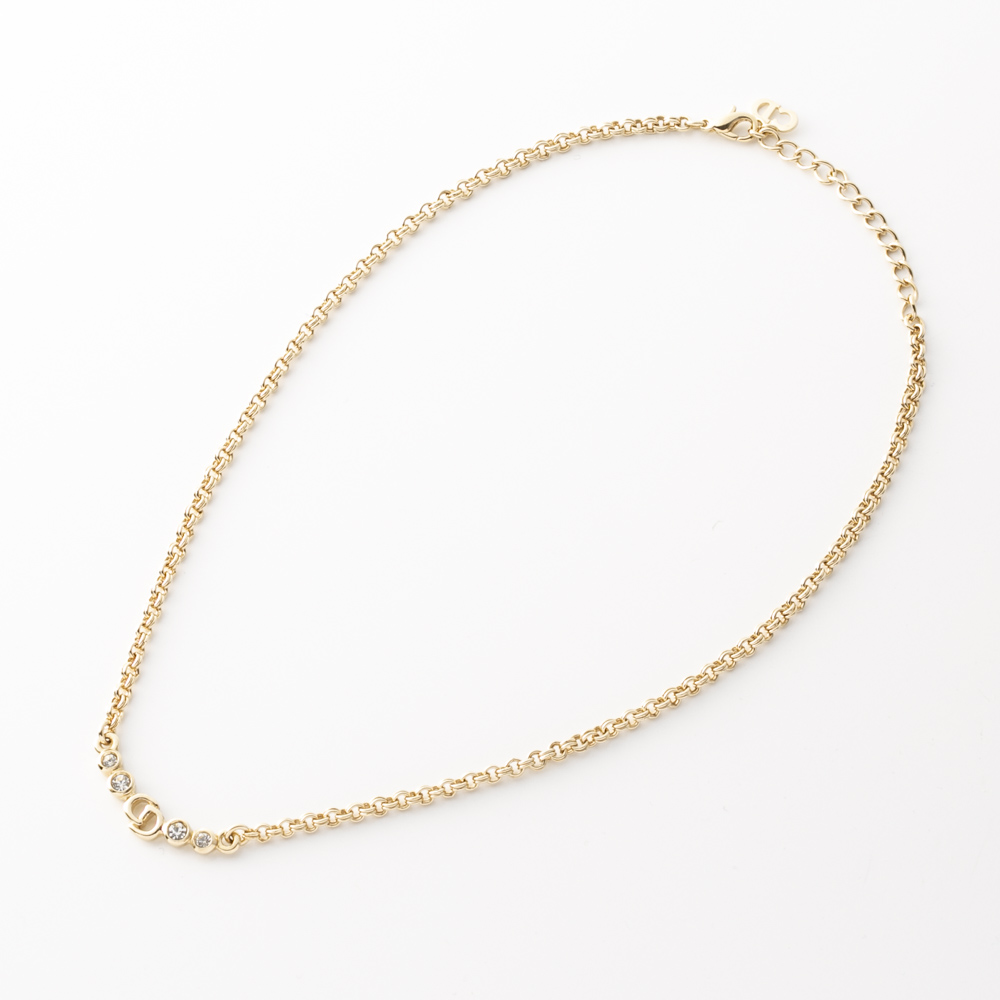 【ヴィンテージ・中古】ディオール DIOR 4ラインストーンCDロゴネックレス【FITHOUSE ONLINE SHOP】
