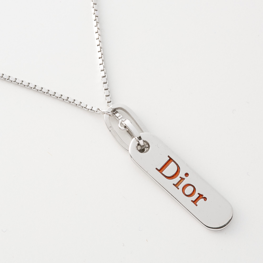 【ヴィンテージ・中古】ディオール DIOR プレート赤ロゴネックレス【FITHOUSE ONLINE SHOP】