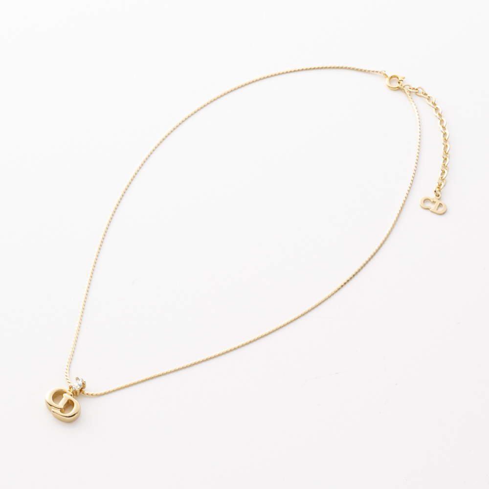 【ヴィンテージ・中古】ディオール DIOR 立体CDラインストーン1粒ネックレス【FITHOUSE ONLINE SHOP】
