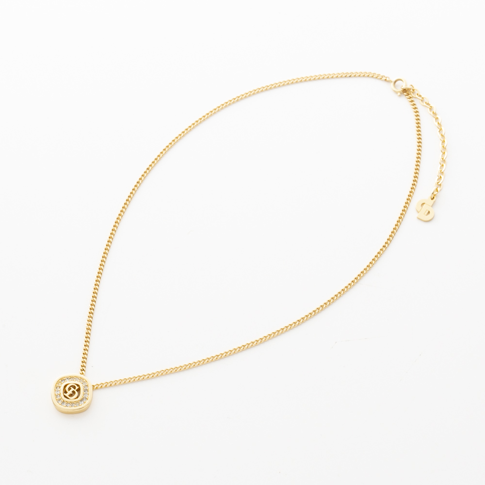 【ヴィンテージ・中古】ディオール DIOR スクエアラインストーンCDネックレス【FITHOUSE ONLINE SHOP】