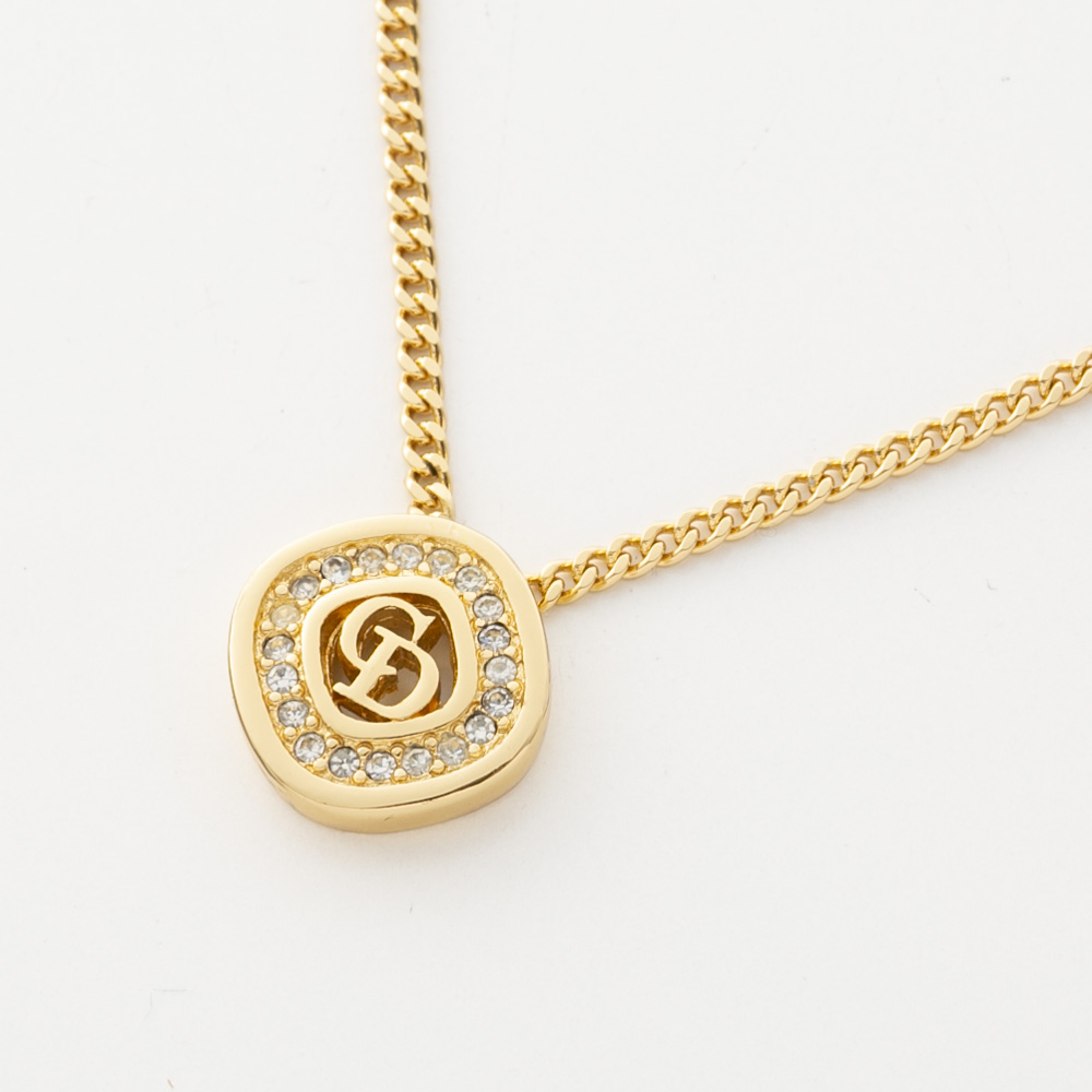 【ヴィンテージ・中古】ディオール DIOR スクエアラインストーンCDネックレス【FITHOUSE ONLINE SHOP】