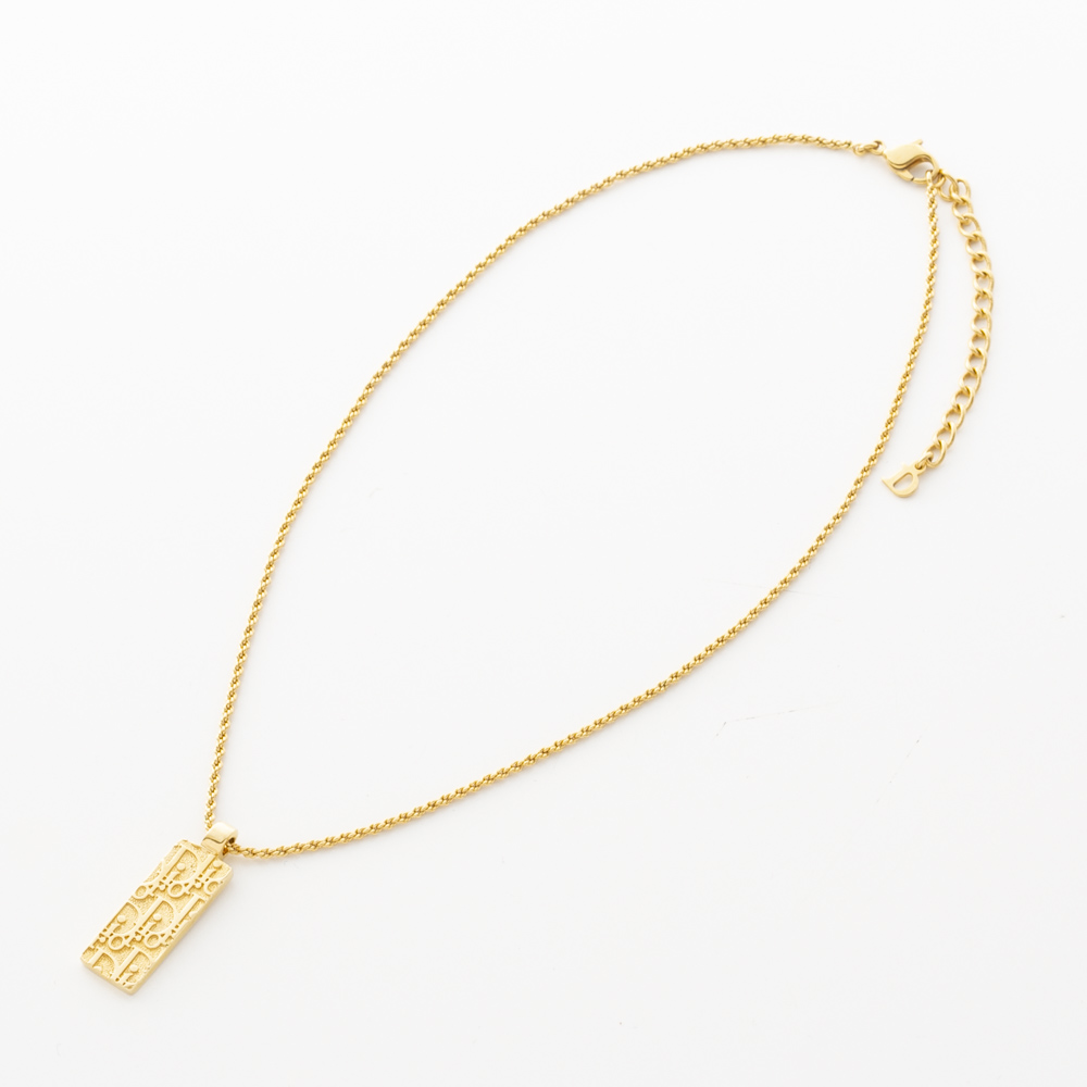 【ヴィンテージ・中古】ディオール DIOR トロッター柄プレートロゴネックレス【FITHOUSE ONLINE SHOP】