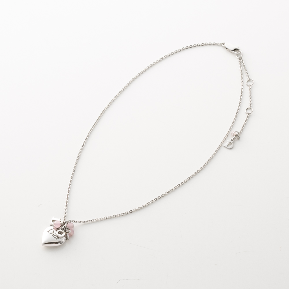 【ヴィンテージ・中古】ディオール DIOR ハートロゴピンクストーンネックレス【FITHOUSE ONLINE SHOP】