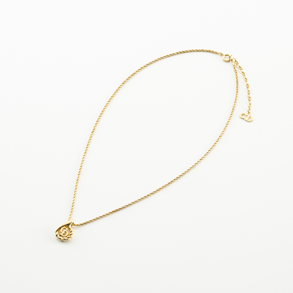 【ヴィンテージ・中古】ディオール DIOR ドロップ型CDロゴネックレス【FITHOUSE ONLINE SHOP】