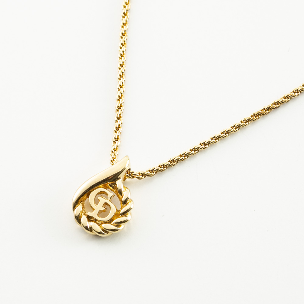 【ヴィンテージ・中古】ディオール DIOR ドロップ型CDロゴネックレス【FITHOUSE ONLINE SHOP】