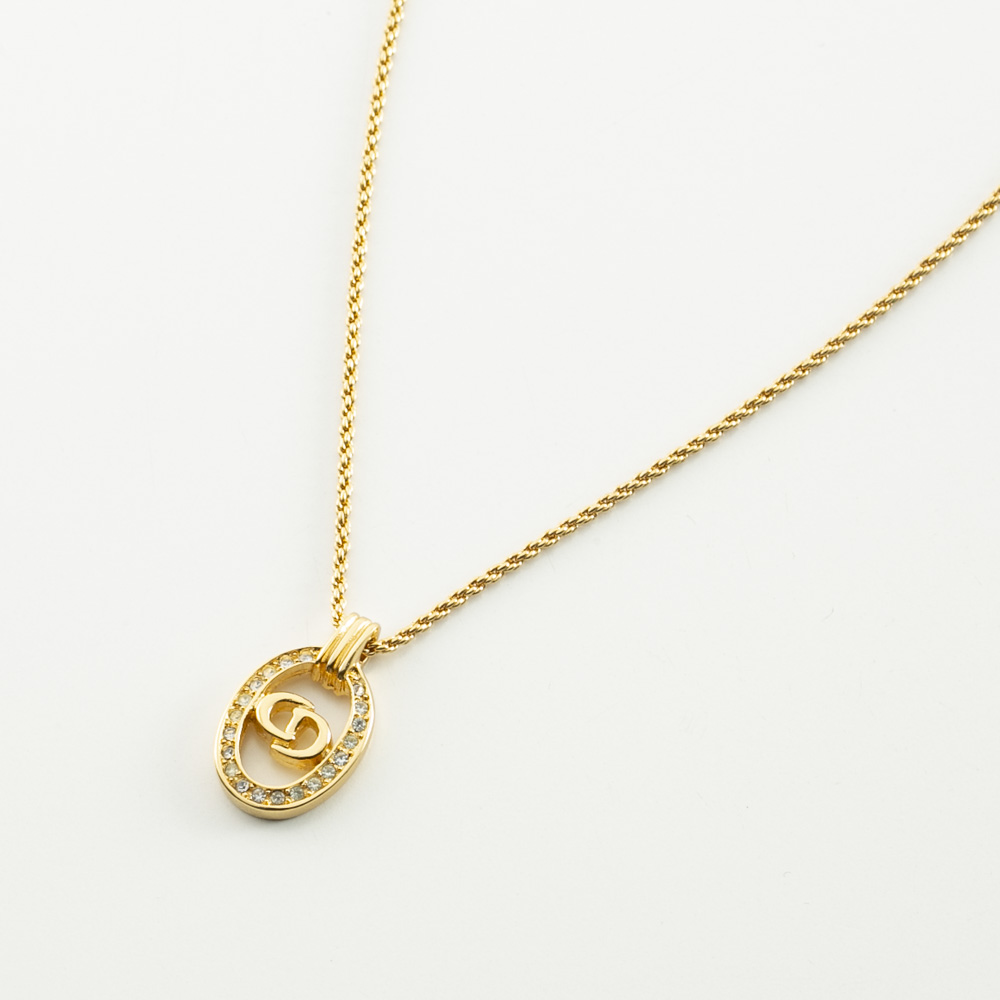 【ヴィンテージ・中古】ディオール DIOR CDオーバルラインストーンネックレス【FITHOUSE ONLINE SHOP】