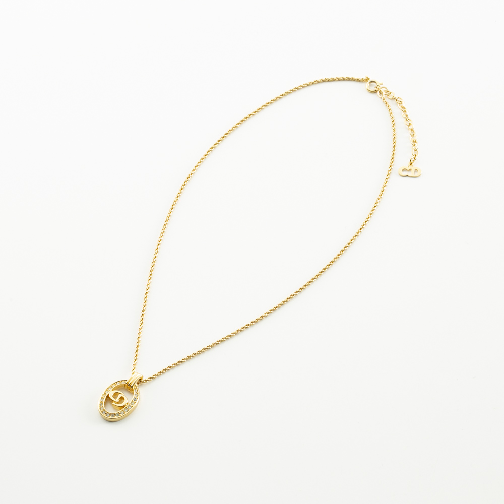 【ヴィンテージ・中古】ディオール DIOR CDオーバルラインストーンネックレス【FITHOUSE ONLINE SHOP】